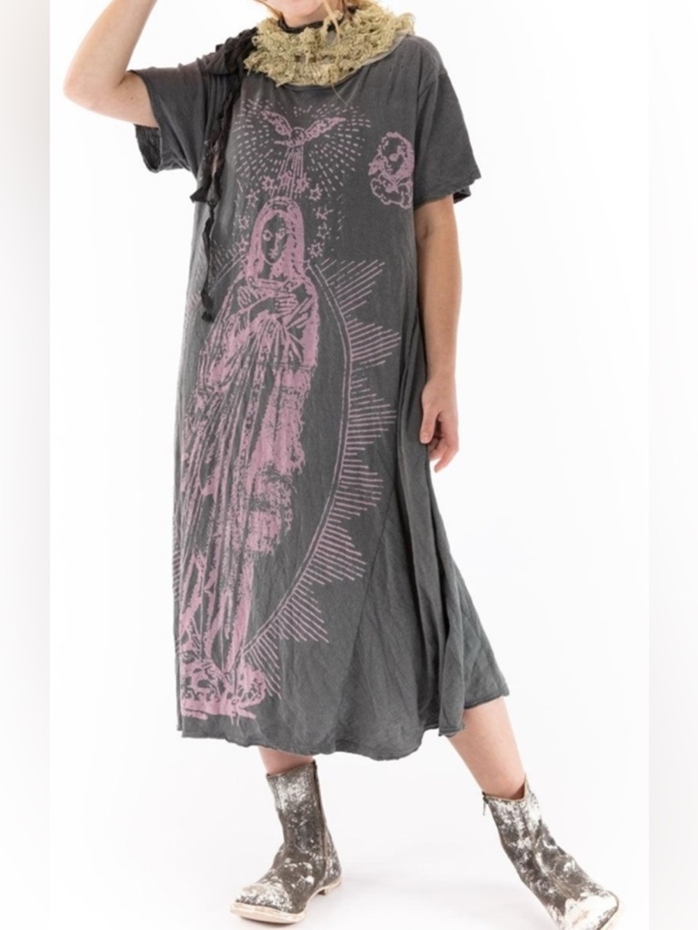 Magnolia Pearl Mary of Prosperity Tee Dress 713 cotton distressed A-line maxi